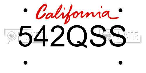 542QSS California License Plate