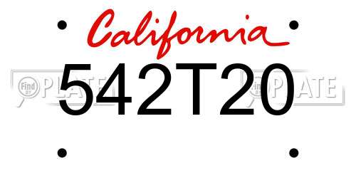 542T20 California License Plate