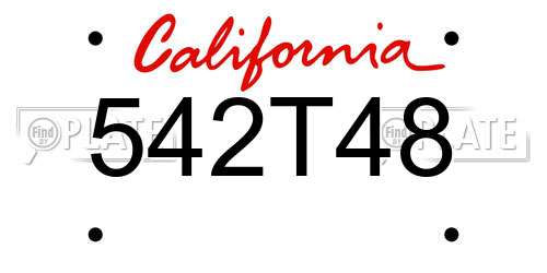 542T48 California License Plate