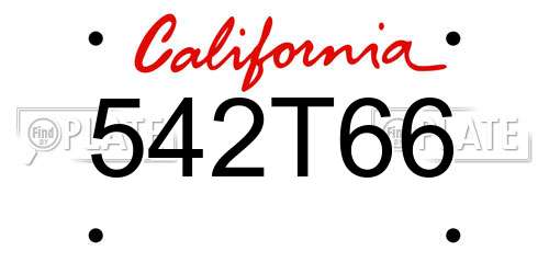 542T66 California License Plate