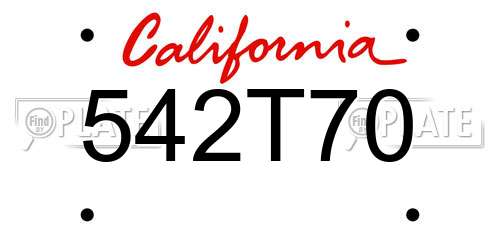 542T70 California License Plate