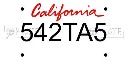 542TA5 California License Plate