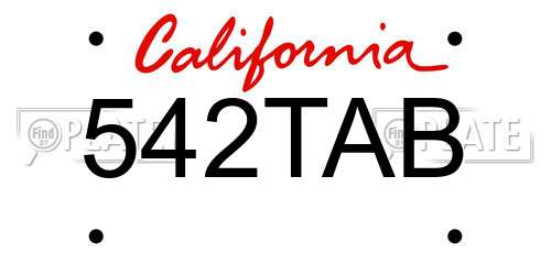542TAB California License Plate