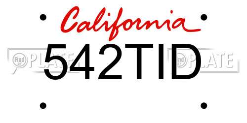 542TID California License Plate