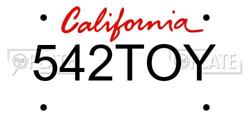 542TOY California License Plate
