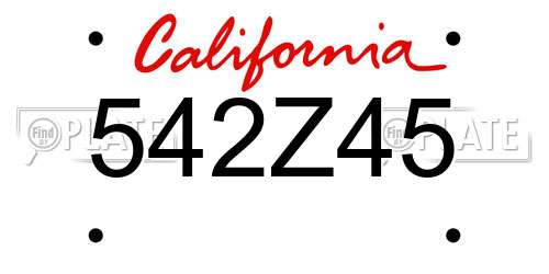 542Z45 California License Plate