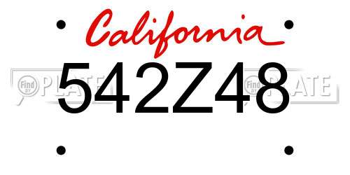 542Z48 California License Plate