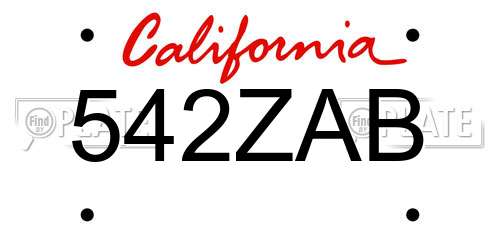 542ZAB California License Plate