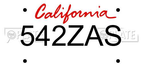 542ZAS California License Plate