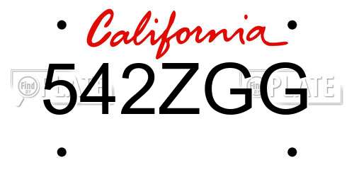542ZGG California License Plate