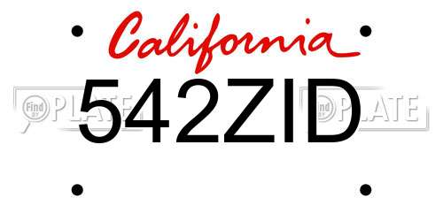 542ZID California License Plate