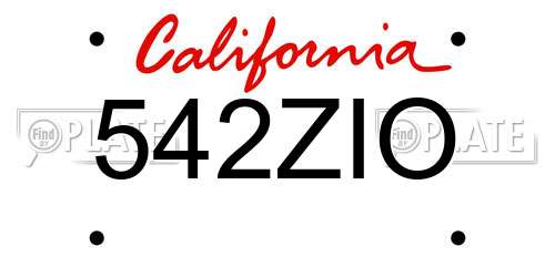 542ZIO California License Plate