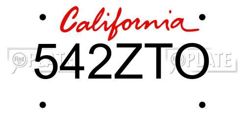 542ZTO California License Plate