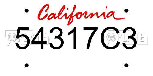 54317C3 California License Plate