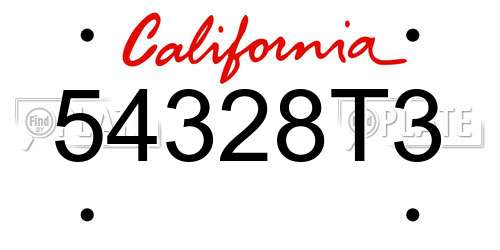 54328T3 California License Plate