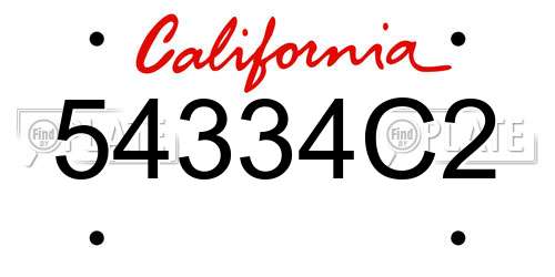 54334C2 California License Plate
