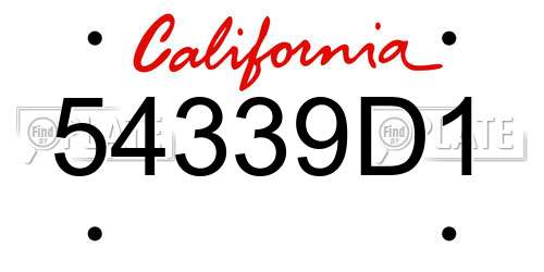 54339D1 California License Plate