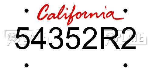54352R2 California License Plate