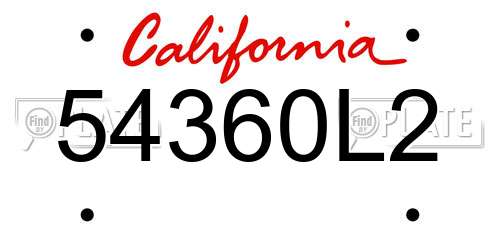 54360L2 California License Plate