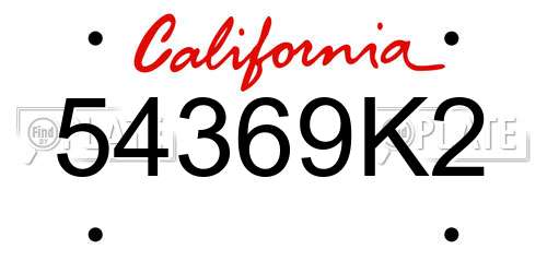 54369K2 California License Plate