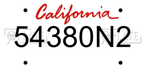 54380N2 California License Plate