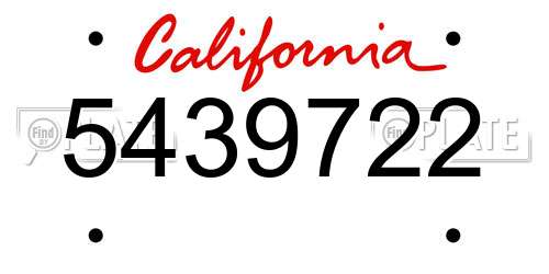 5439722 California License Plate