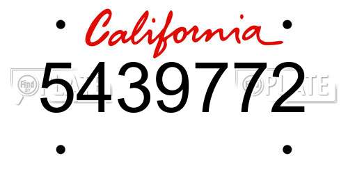 5439772 California License Plate