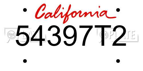 54397T2 California License Plate
