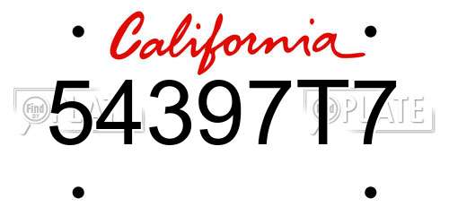 54397T7 California License Plate