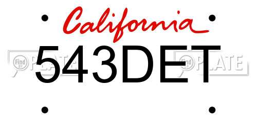 543DET California License Plate