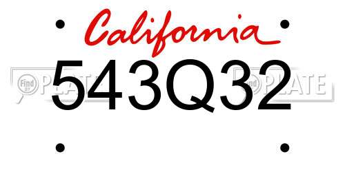 543Q32 California License Plate