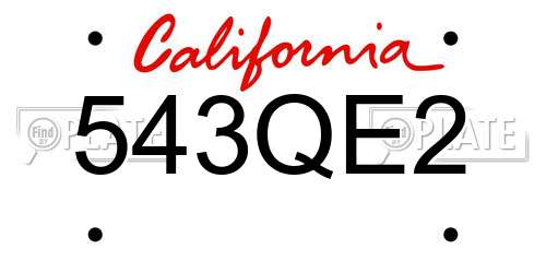 543QE2 California License Plate