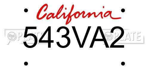 543VA2 California License Plate