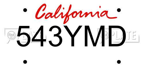 543YMD California License Plate
