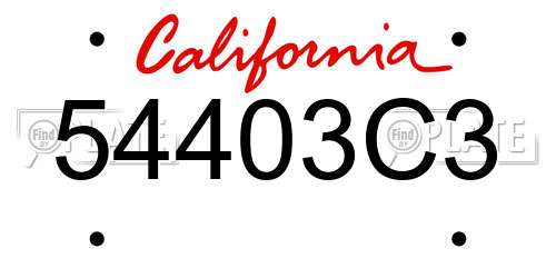 54403C3 California License Plate