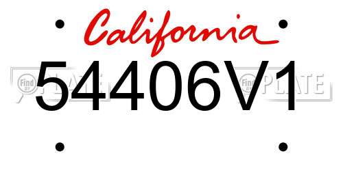 54406V1 California License Plate
