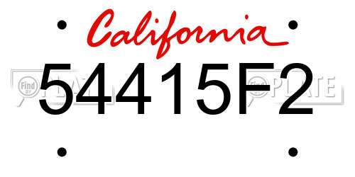 54415F2 California License Plate