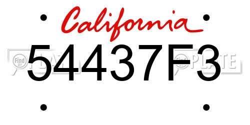 54437F3 California License Plate