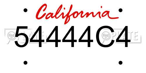 54444C4 California License Plate