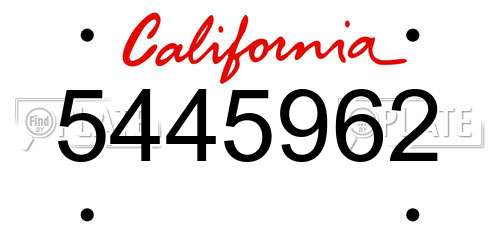 5445962 California License Plate