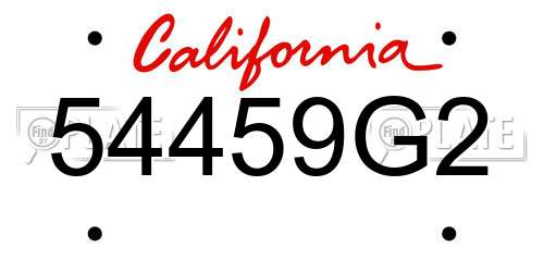 54459G2 California License Plate