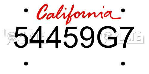 54459G7 California License Plate