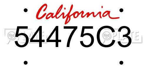 54475C3 California License Plate