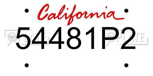 54481P2 California License Plate