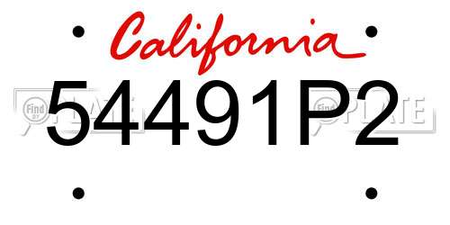 54491P2 California License Plate