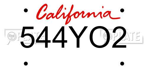 544YO2 California License Plate