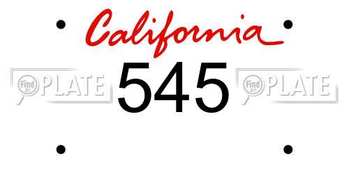 545 California License Plate