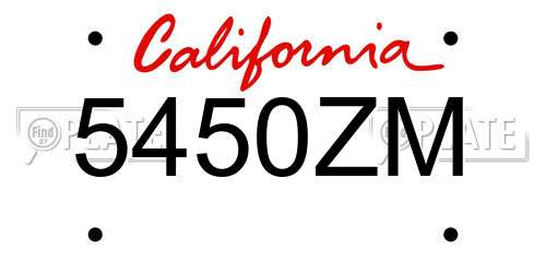 5450ZM California License Plate