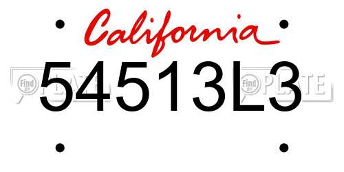 54513L3 California License Plate