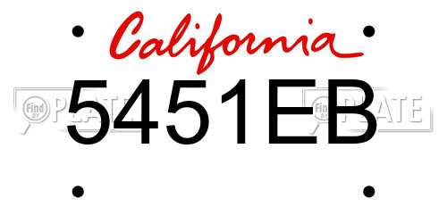 5451EB California License Plate